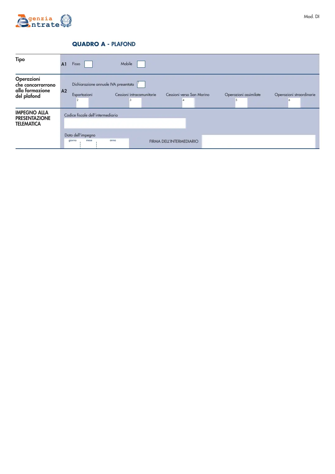 Dichiarazione d'intento (esportatori abituali), pagina 2