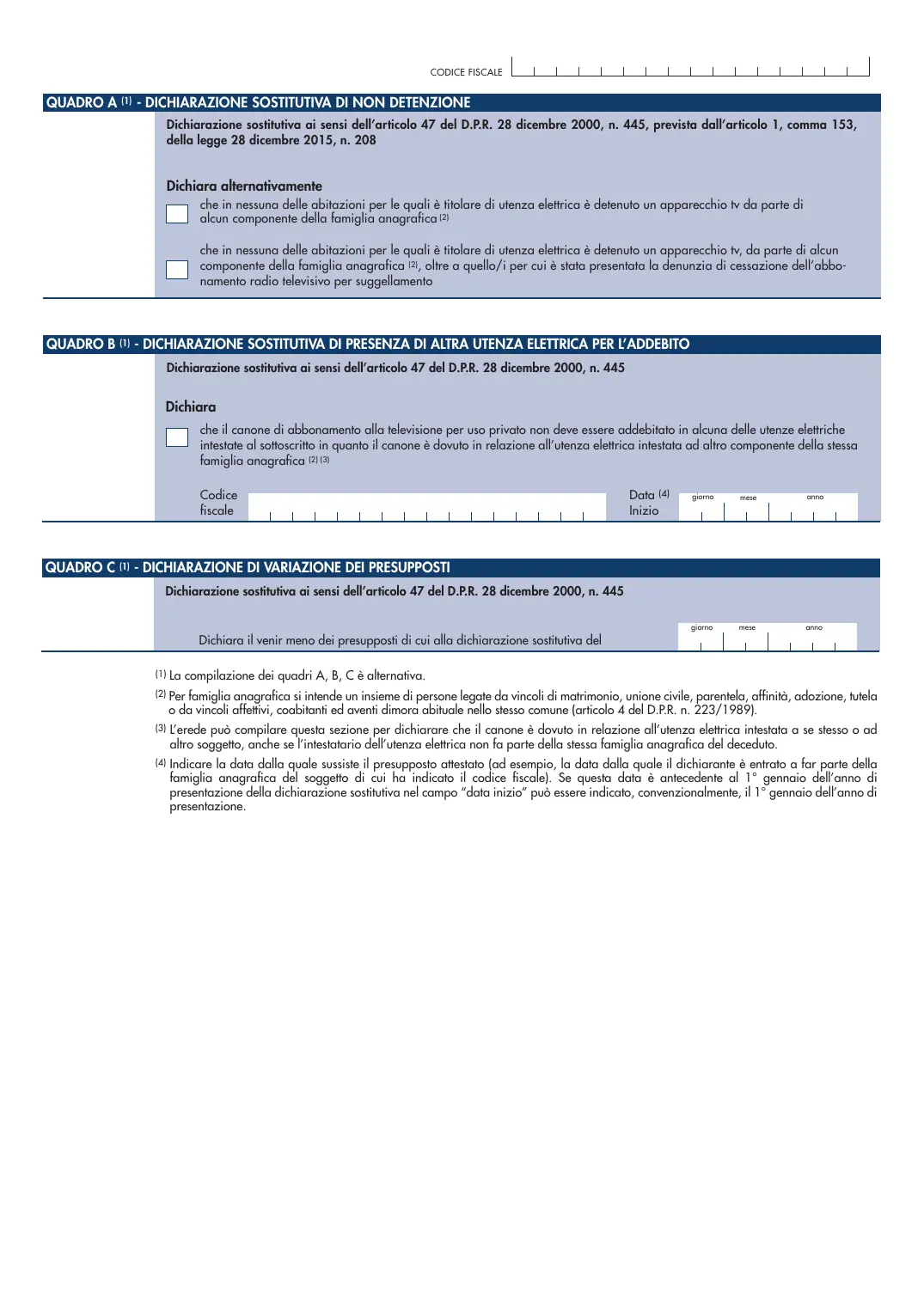 Dichiarazione sostitutiva canone RAI, pagina 2