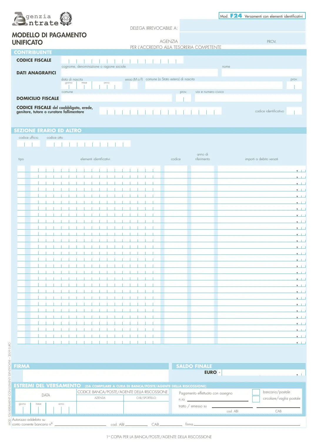 F24 Elide (elementi identificativi), pagina 1