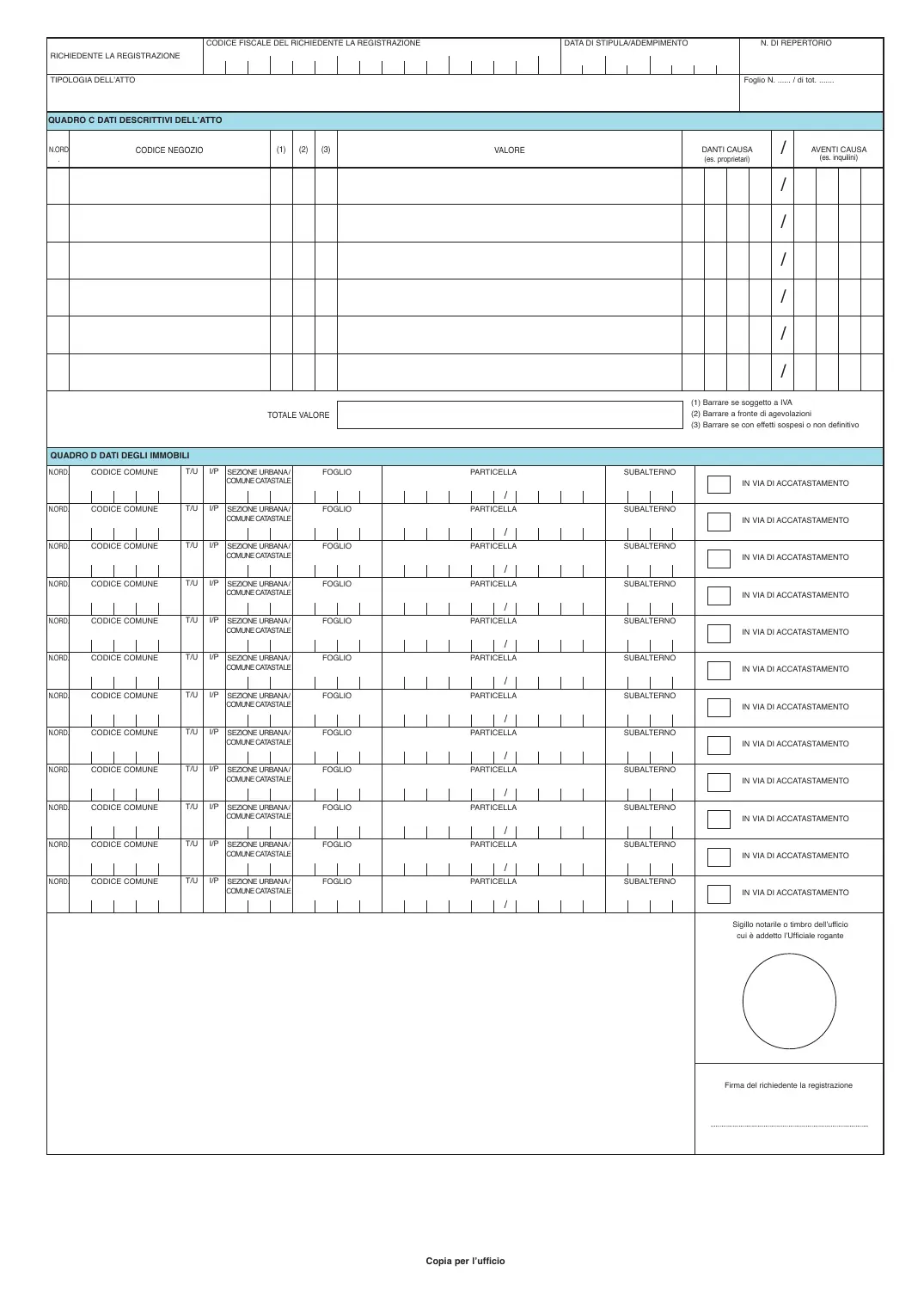 Modello 69 (richiesta di registrazione), pagina 2