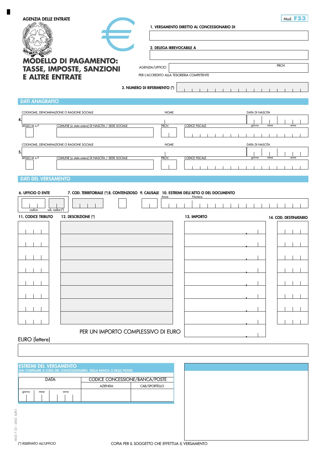 Modello F23, pagina 2