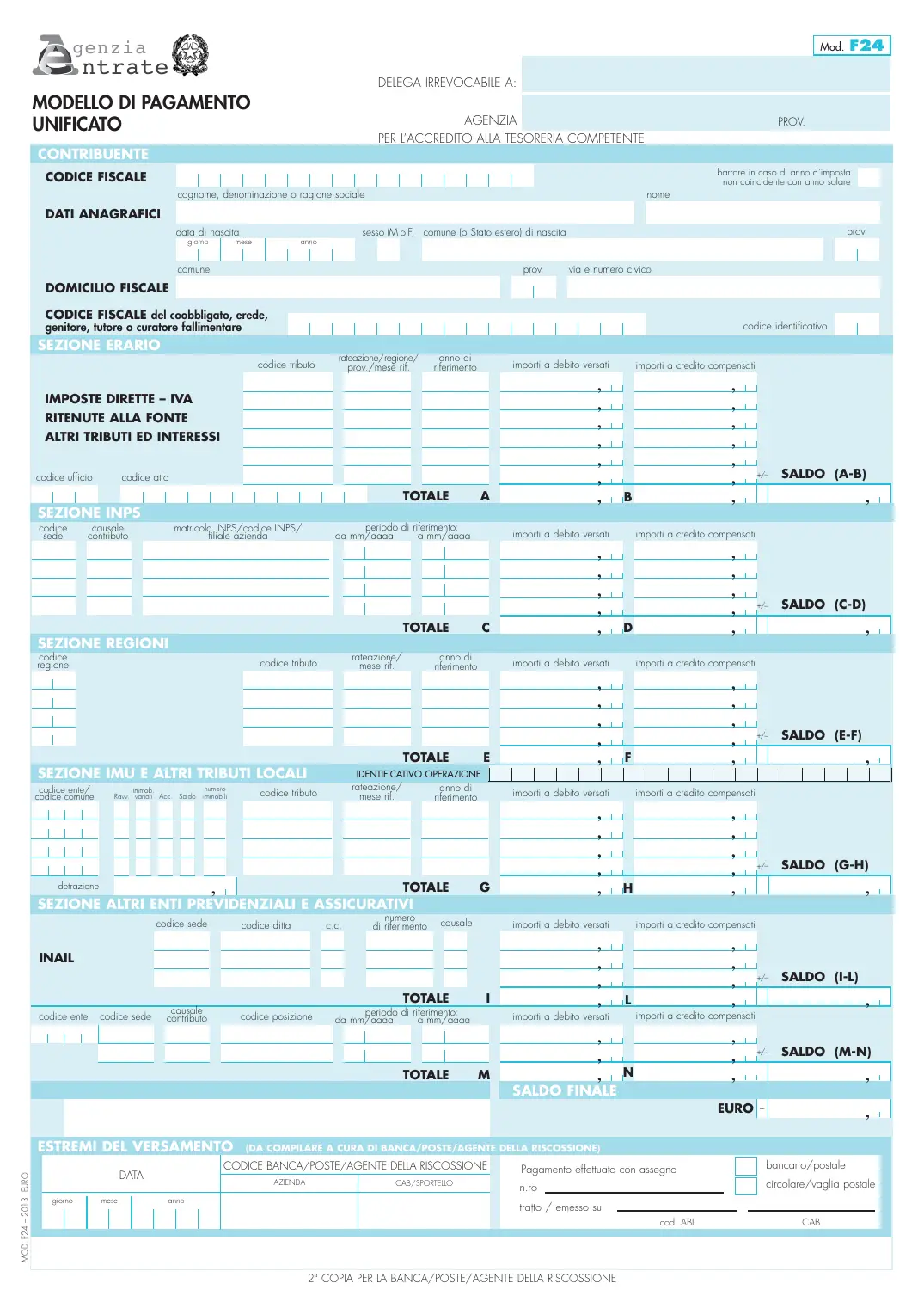 Modello F24 ordinario, pagina 2