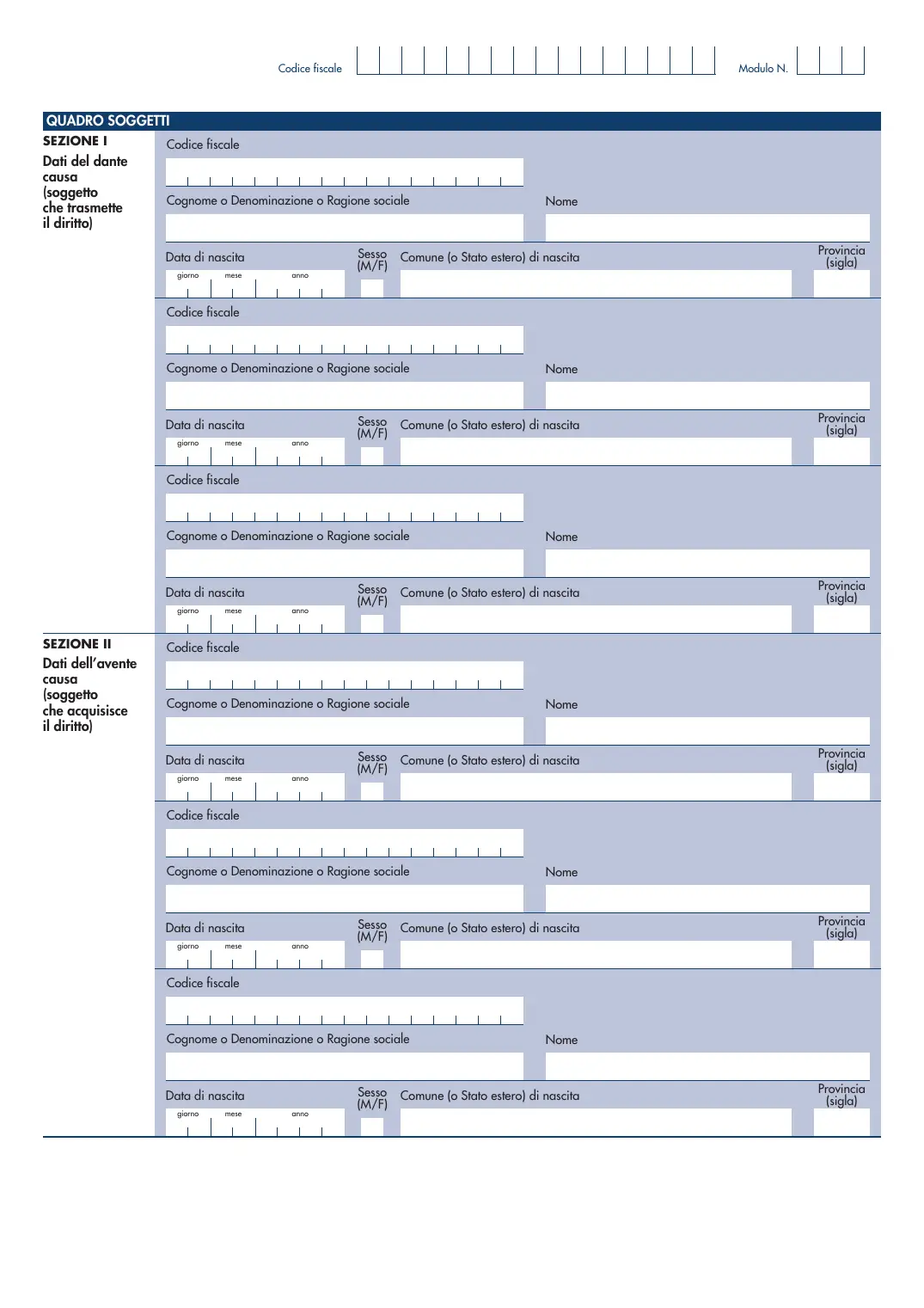 Modello RAP (registrazione atti privati), pagina 2